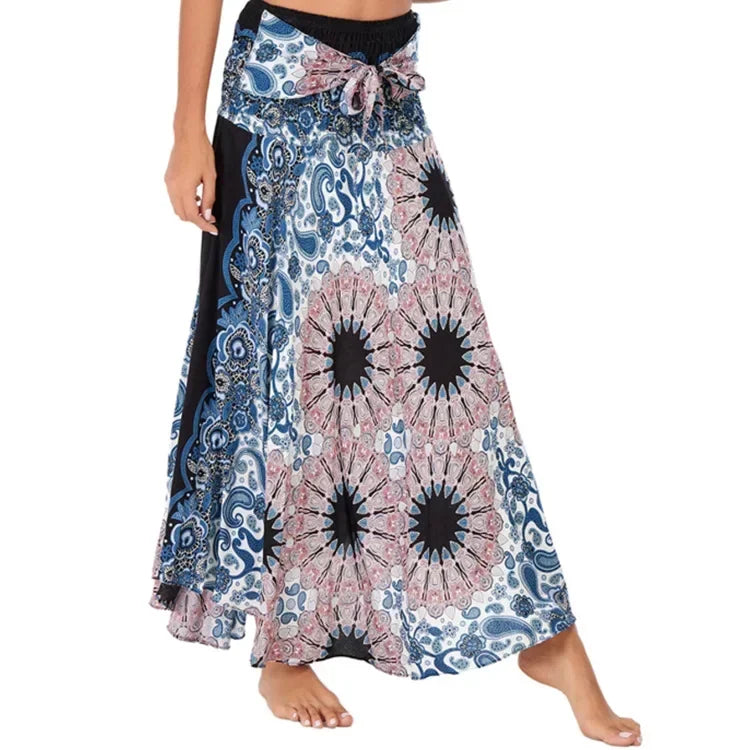 Casual Folk-Custom Printed Skirts Women Fashion Bohemian Long Skirt Streetwear Beachwear Woman Clothing Faldas Mujer Jupe Femme