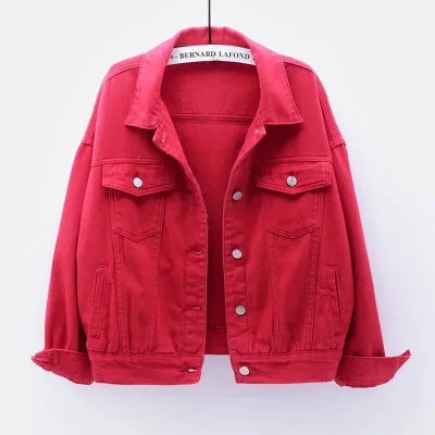 Women's Denim Jacket Single-breasted Lapel Coat Fashion Casual Tops