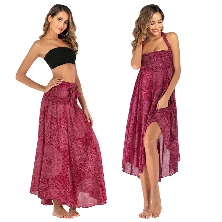 Casual Folk-Custom Printed Skirts Women Fashion Bohemian Long Skirt Streetwear Beachwear Woman Clothing Faldas Mujer Jupe Femme