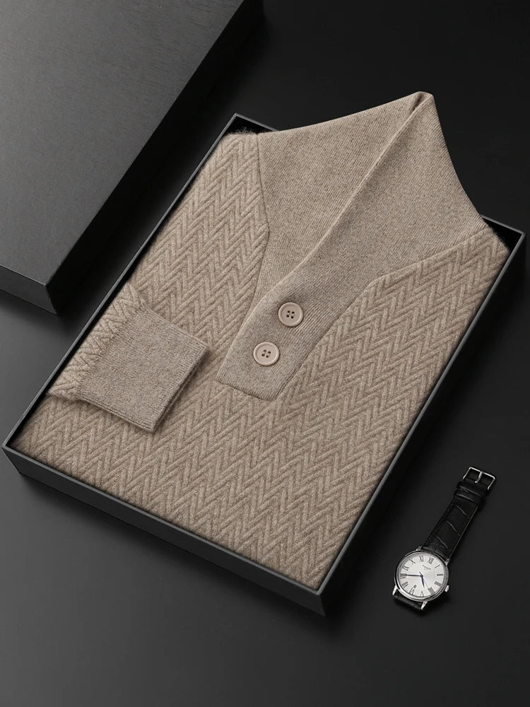 Yoyoselect Men Autumn Winter Sweater 100% Cashmere Luxury Pullover V Neck Thick Warm Casual Smart Jumpers Quality Knitwear Tops