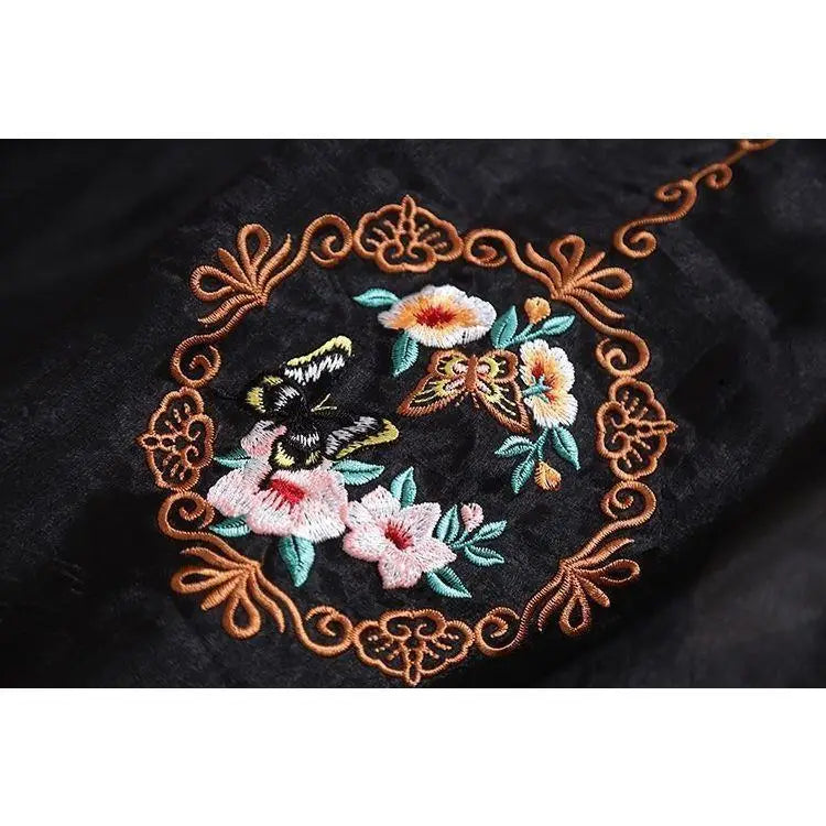 New Chinese Retro 2025 Autumn New Embroidered Mid-length A-line Skirt