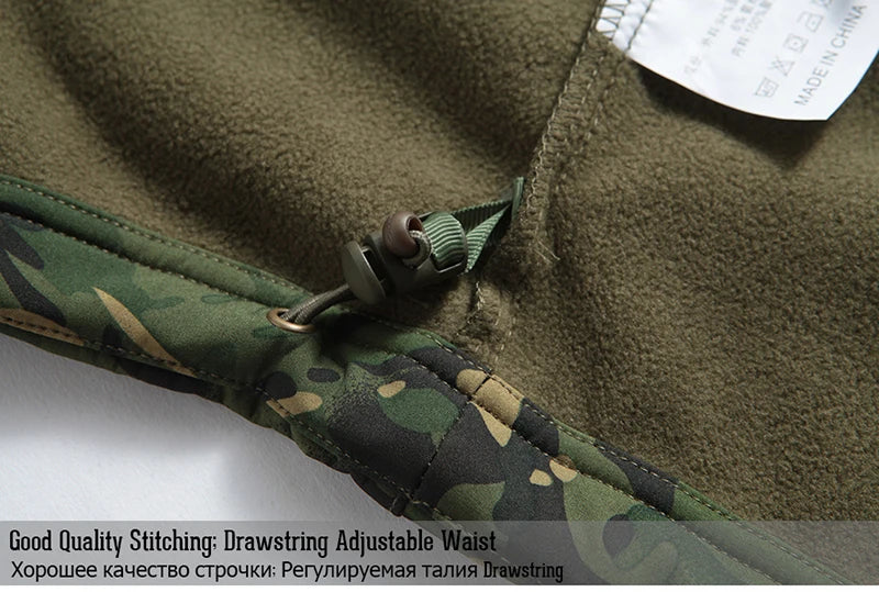 Men's Soft Shell Camouflage Tactical Jacket Men Waterproof Fleece Lined Coat Hooded Outdoor Hiking Hunting Clothes