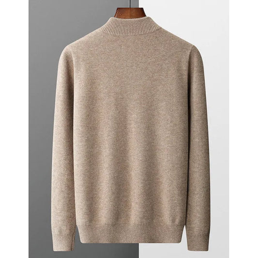 Super Soft Cashmere Sweater Men's Fit Half Zipper Turtlenecks Sweater Wool Warm Knitted Shirt Business Casual Underlay
