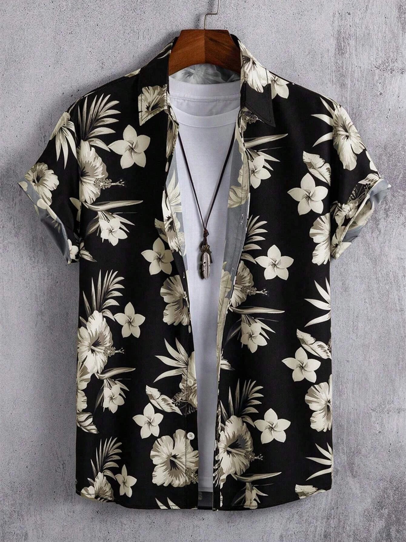 Men's Coconut Tree Graphic Print Short Sleeve Lapel Shirt Tops Men's Casual Button-Down Shirts For Summer Daily Wear And Resort