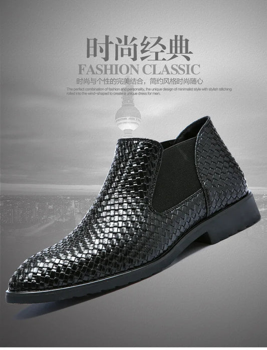 Men's Black Leather Luxury High Quality Chelsea Classic Business Boots Shoes