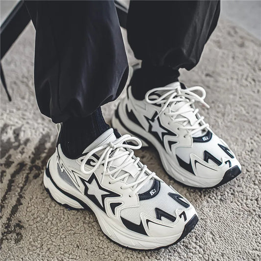 Autumn Men Casual Sneakers Stars Platform Vintage Shoes Tennis Running Sneakers Breathable Lace Up Sports Shoes For Male 39-44