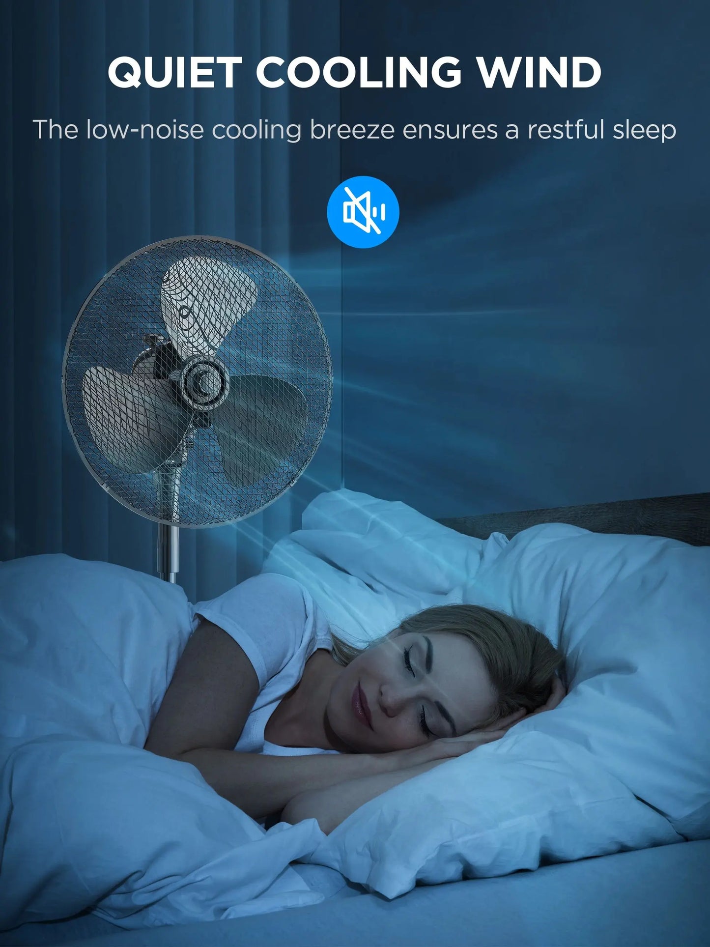 Midea 40W Pedestal Fan, 3 Speed Settings, 90° Oscillation, Adjustable Height, Powerful Airflow and Quiet Operation