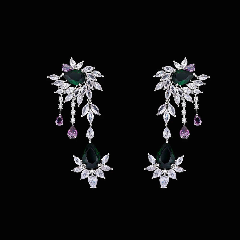 4 pieces of ultra luxury cubic zirconia bridal party costumes jewelry set