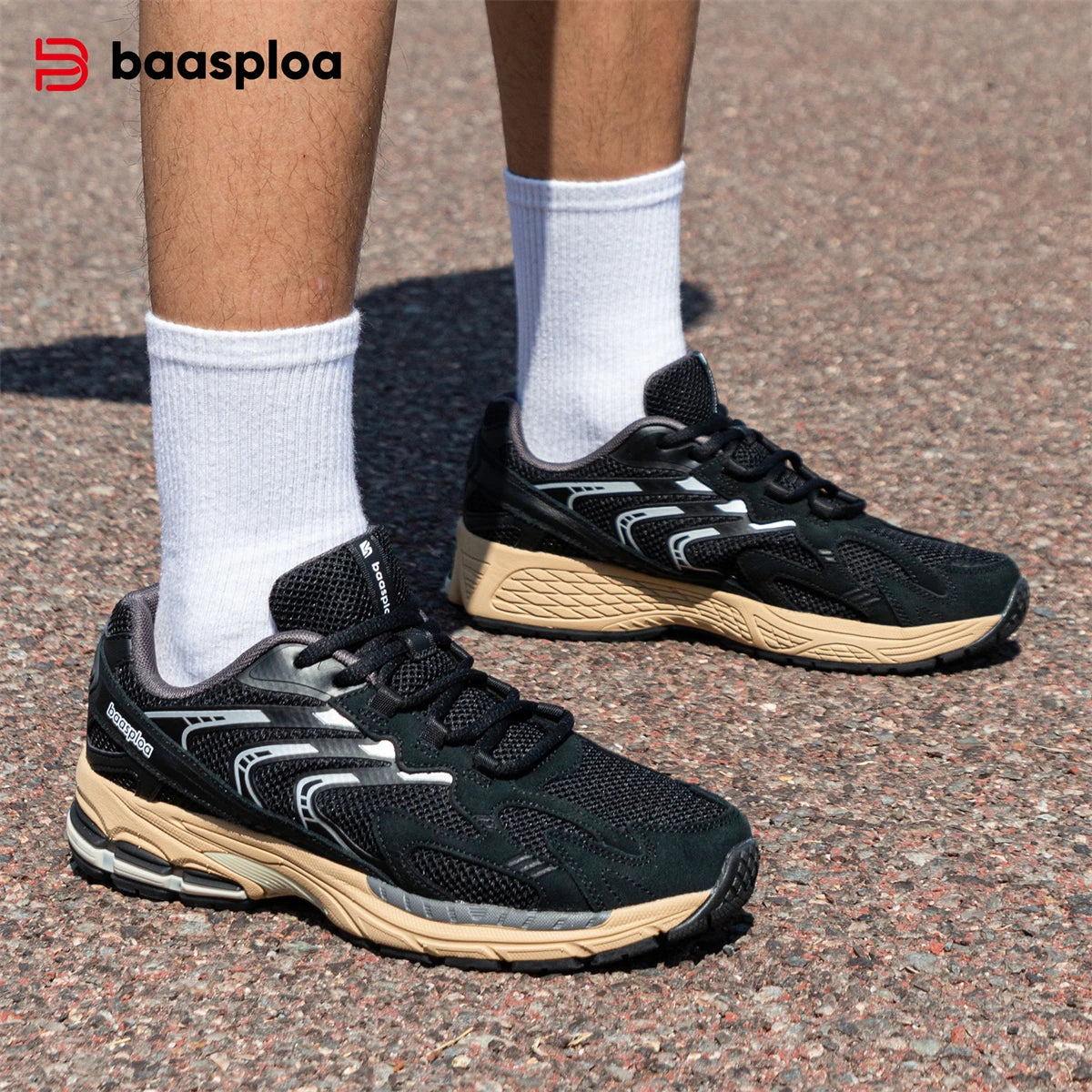 Baasploa Men Running Shoes Classics Mesh Breathable Sport Shoes for Men Lightweight Casual Sneakers Male Non-Slip New Arrival