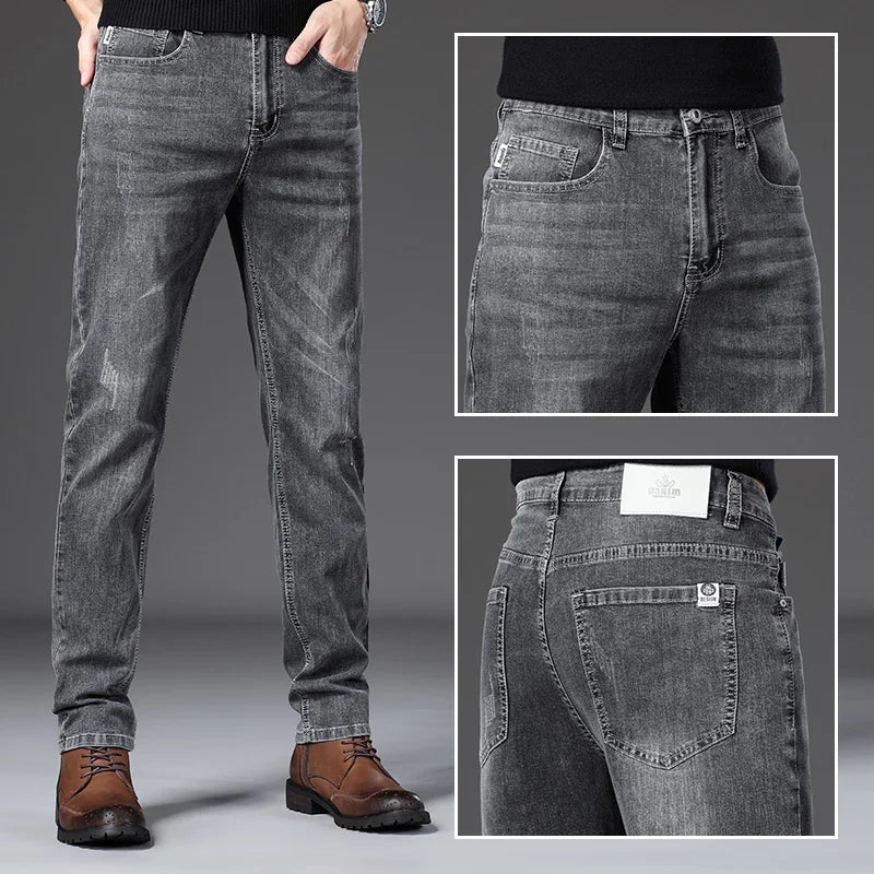 New Men's Classic Versatile Narrow Leg Denim Pants Office Work Chino Trousers Chic Vintage Streetwear Casual Hot Sale Jeans Male