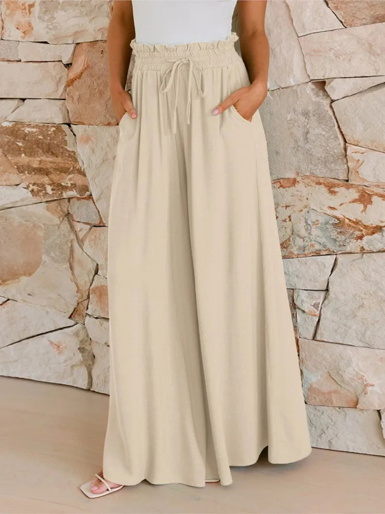Summer Y2k Baggy Women Pants 2024 Casual High Waist Solid Black White Wide Leg Flare Trousers