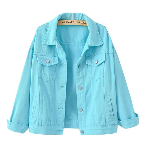 Women's Denim Jacket Single-breasted Lapel Coat Fashion Casual Tops