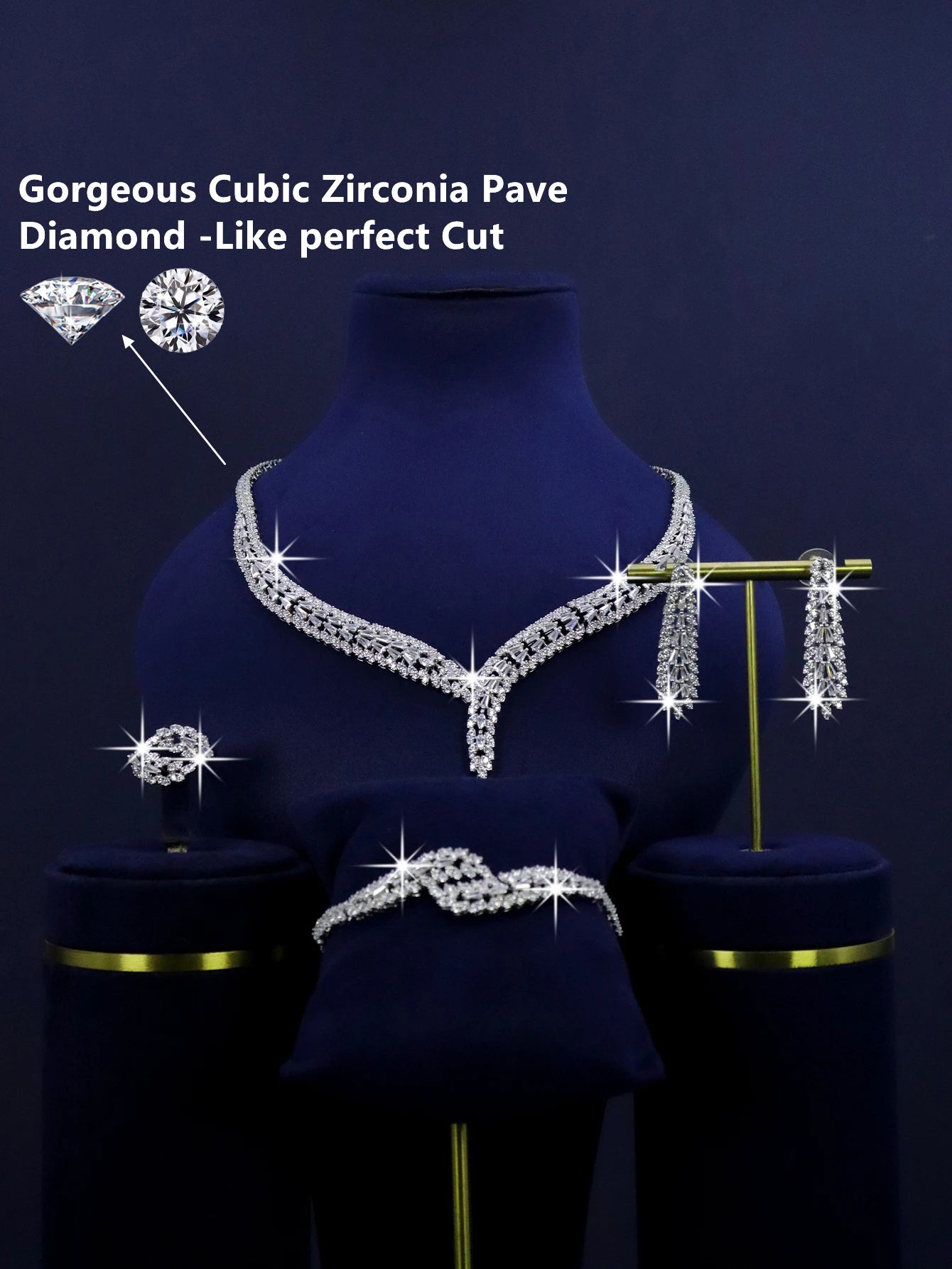 4-piece platinum plated fashion jewelry necklace luxury set