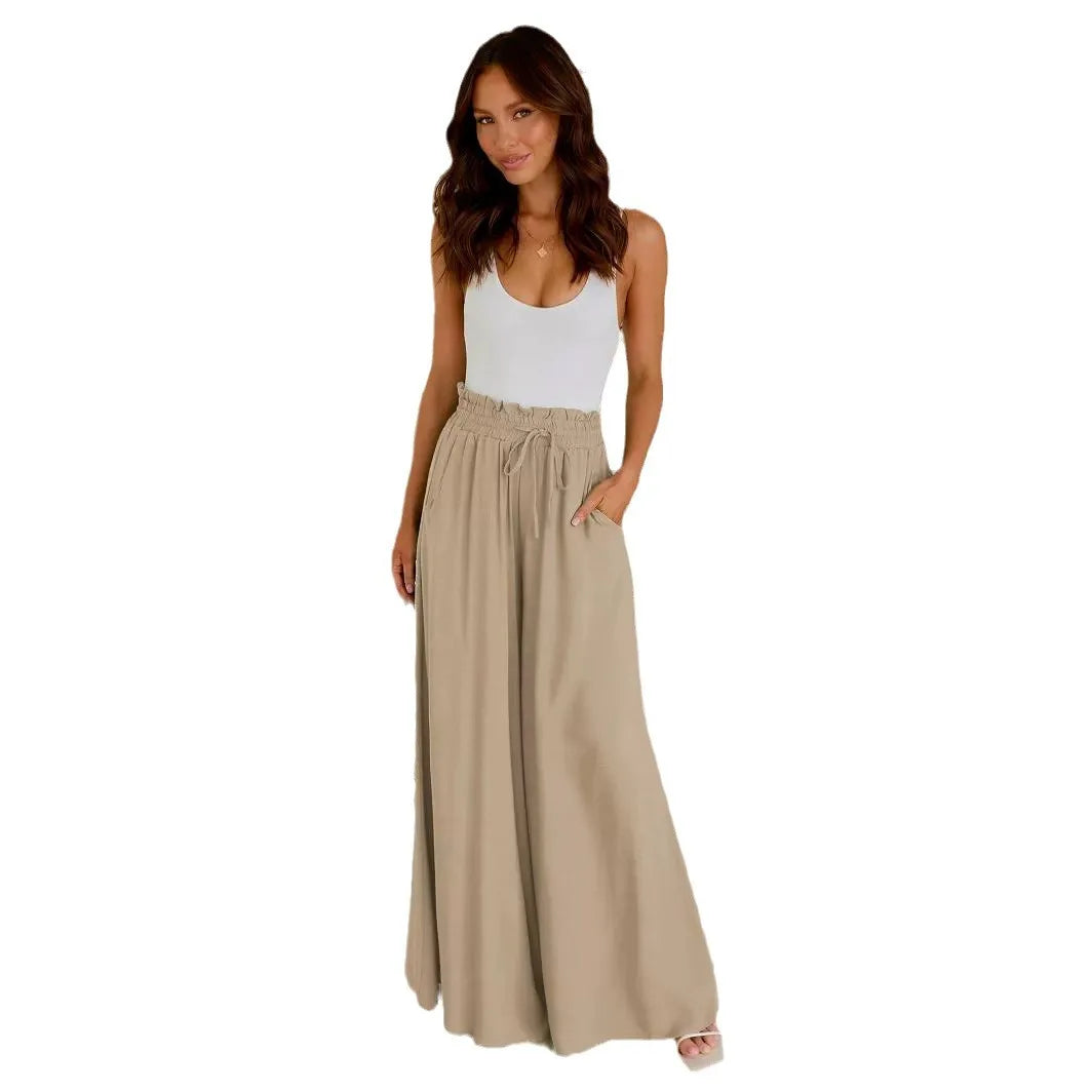 Summer Y2k Baggy Women Pants 2024 Casual High Waist Solid Black White Wide Leg Flare Trousers