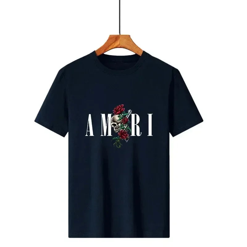Retro Y2k T-shirt Cotton Soft Graphic Print Tees for Male Designer Luxury Short Sleeve Vintage O-neck Tops Summer Man Clothing