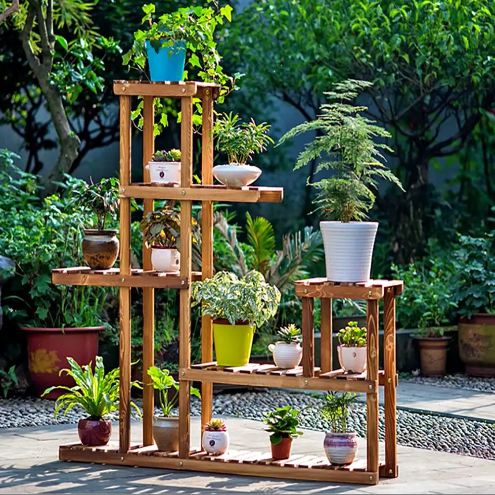 5 Tier Garden Wood Plant Stand Display Shelf