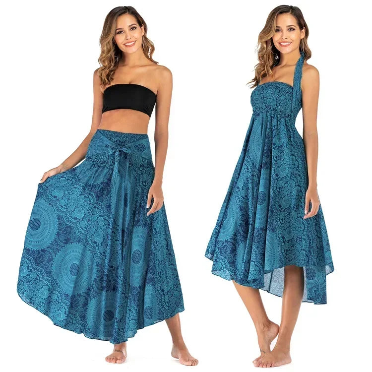 Casual Folk-Custom Printed Skirts Women Fashion Bohemian Long Skirt Streetwear Beachwear Woman Clothing Faldas Mujer Jupe Femme