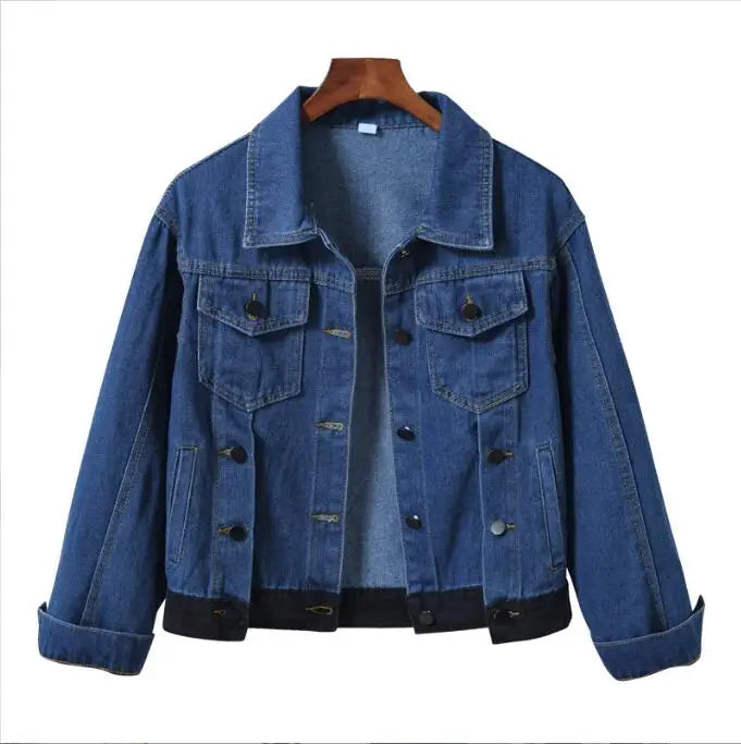 Women's Denim Jacket Single-breasted Lapel Coat Fashion Casual Tops