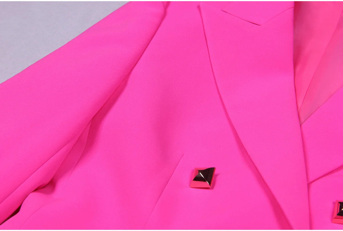 Lady High Quality Spring Summer Stylish Office Suit Double-breasted Blazer Straight Shorts Slip Camis Women Fashion 3Pcs