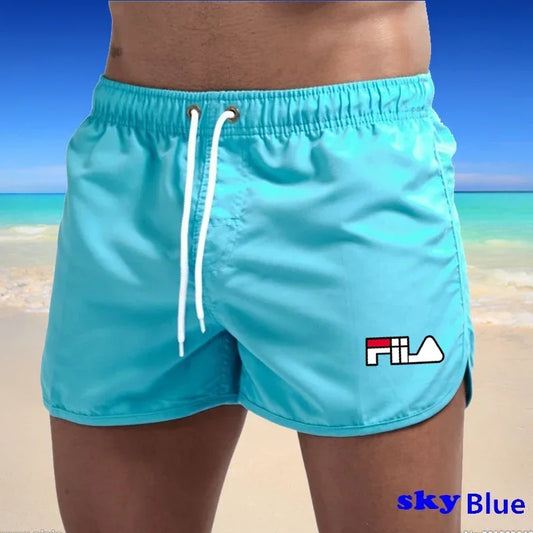 2025 Men's quick drying, breathable, multi-color printed beach shorts, three-way casual sports shorts