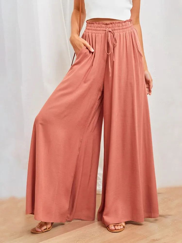 Summer Y2k Baggy Women Pants 2024 Casual High Waist Solid Black White Wide Leg Flare Trousers
