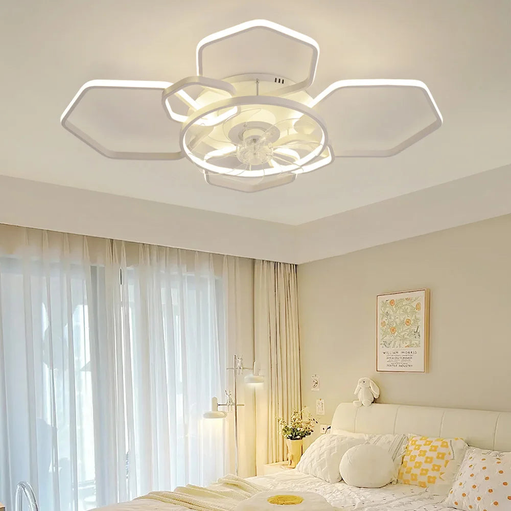 Geometrical Ceiling Fan Light with Remote Control 60W