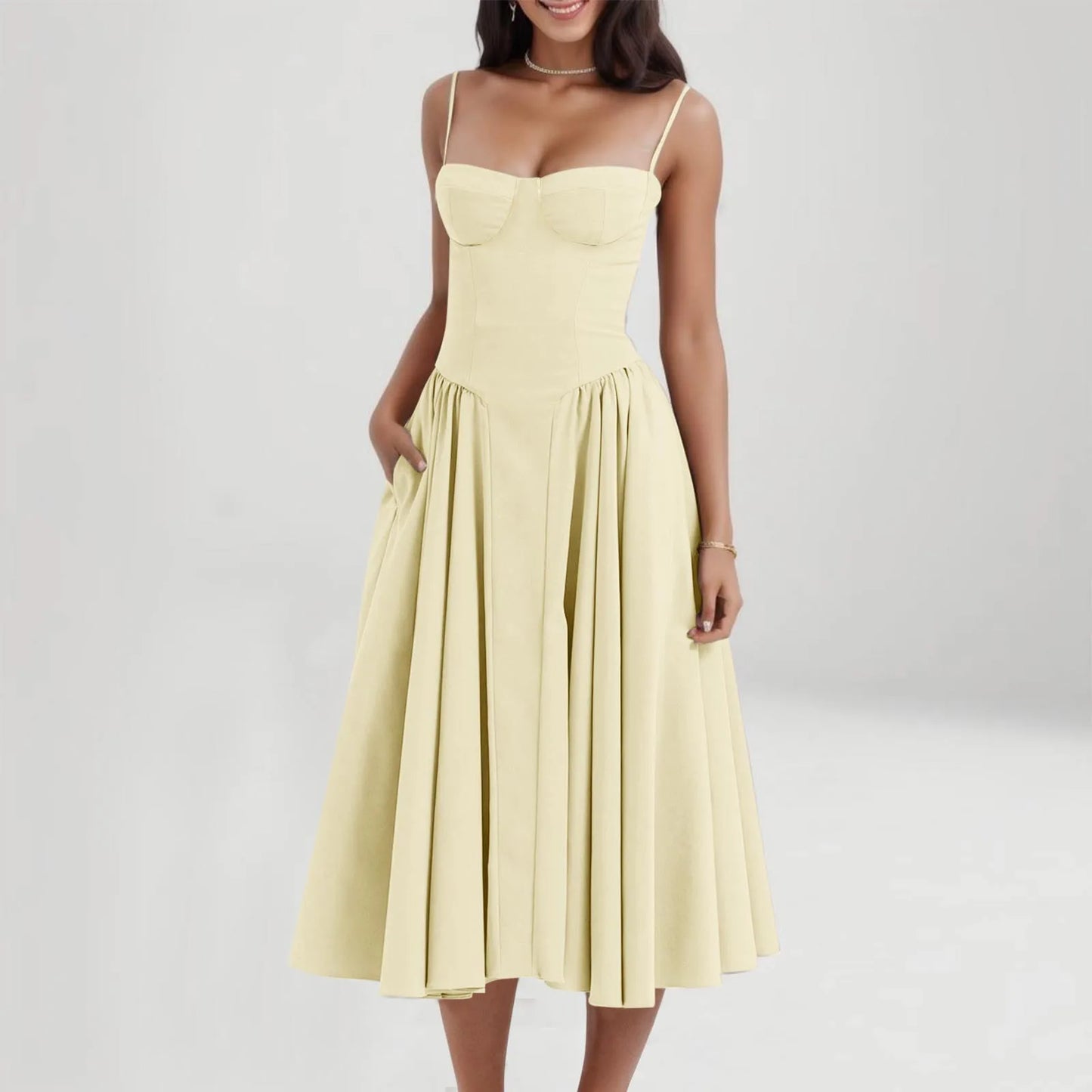 Floral Midi Women Sexy Dress Summer Square Neck Sleeveless Female Elegant Sexy Dresses Sundress Party Night Holiday Streetwear