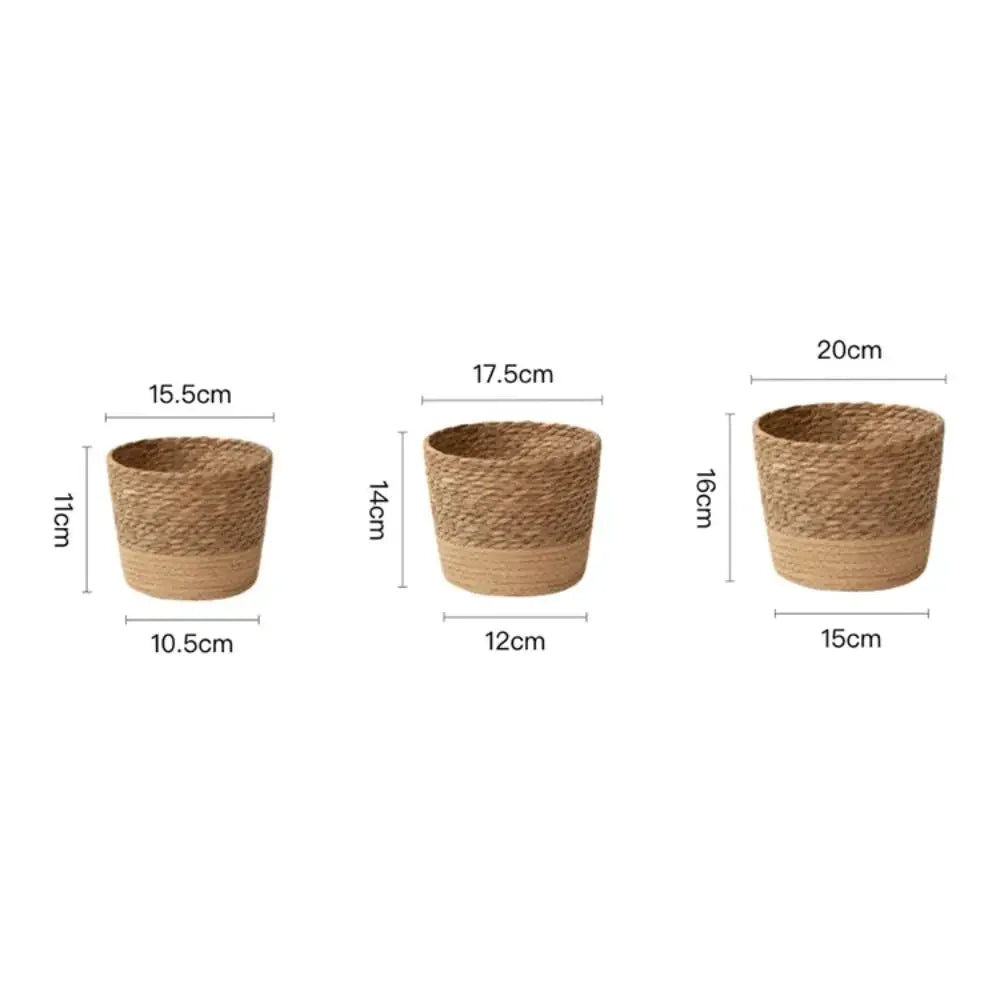 Straw Weaving Flower Plant Pot Wicker Basket Rattan Flowerpot Storage Basket Garden Flowerpot Handmade Woven Planter Basket Pots