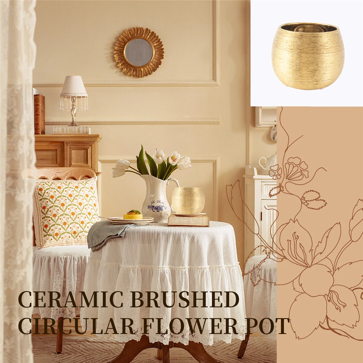 Ceramic Plant Pot Planter Unique Gold-Plated Creative Flower Pot Succulent Flowerpot Flower Vase Plant Pot