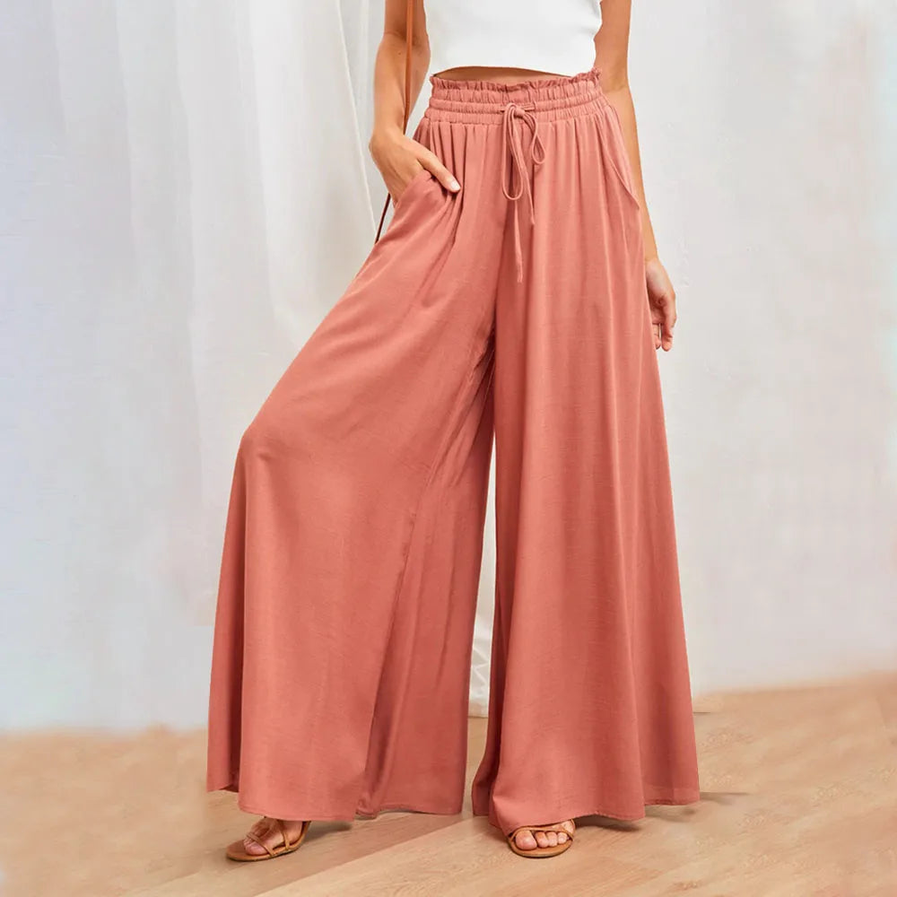 Summer Y2k Baggy Women Pants 2024 Casual High Waist Solid Black White Wide Leg Flare Trousers