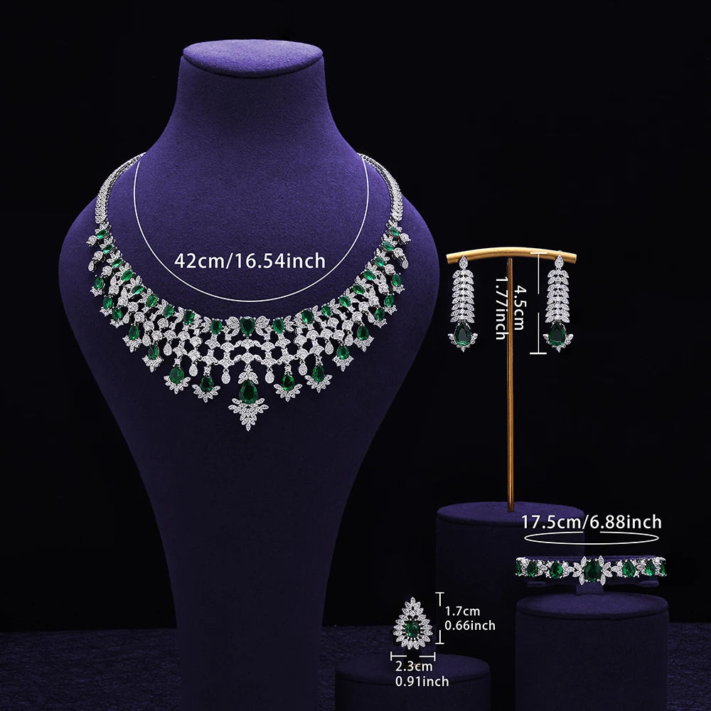 Luxury Cubic Zirconia Bridal Wedding Party 4 Peace Jewelry Set for Brides