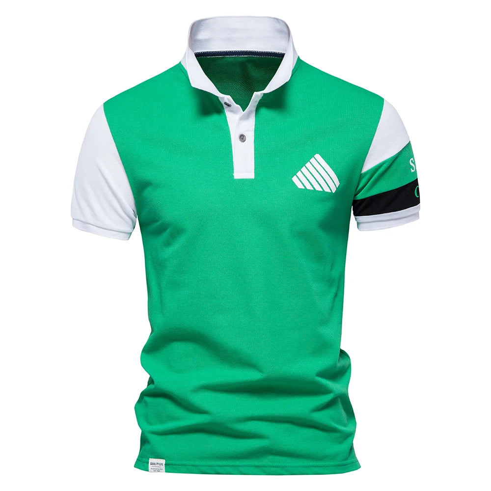 AIOPESON Summer Cotton Dot Printed Polo Shirts for Men Casual Social Business Mens Polos Short Sleeve Polo Men's Clothing