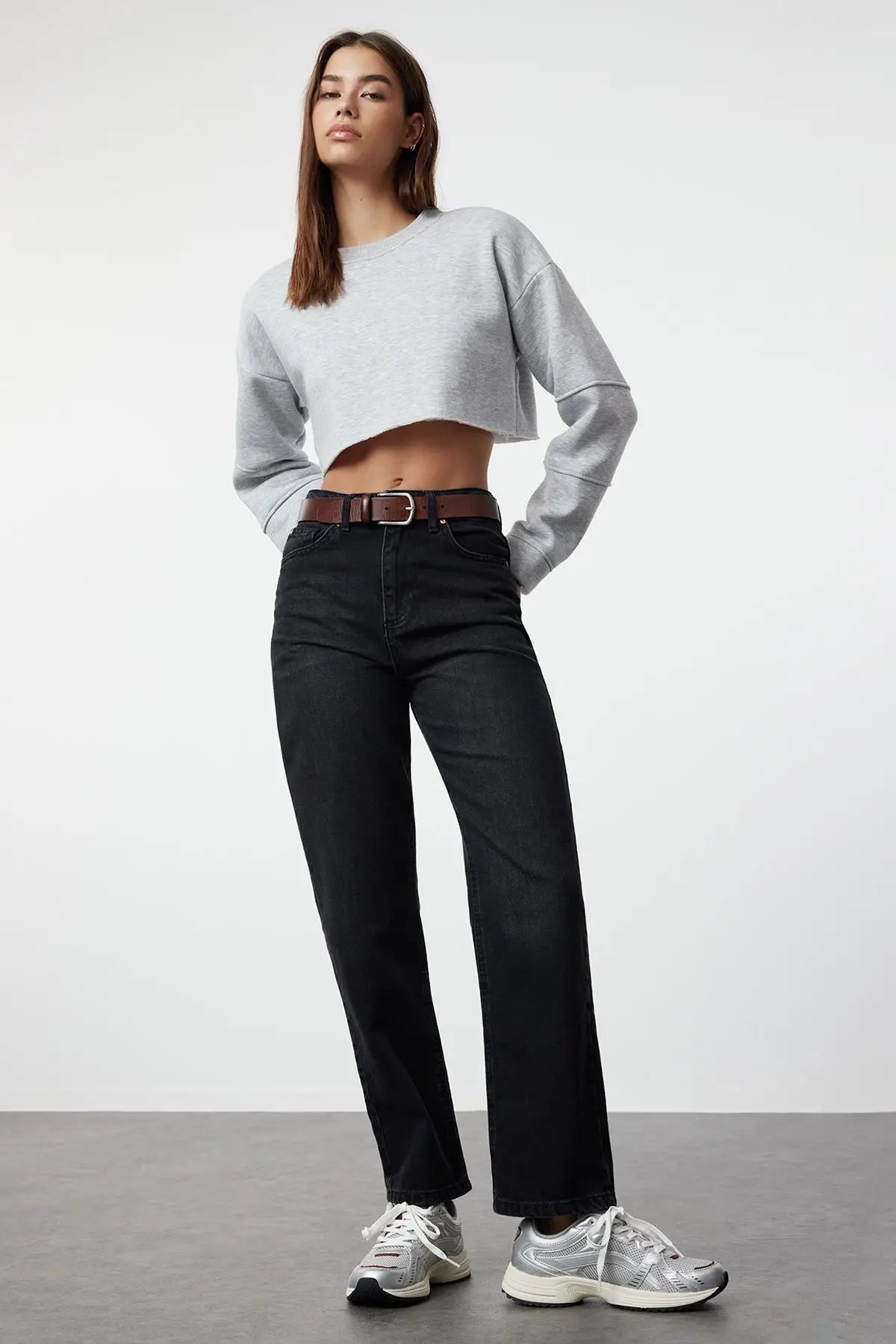 Women's Jeans Casual Double Side Pockets Beltless Denim Straight Leg Plain Zip fly Pants Fashion Clothing