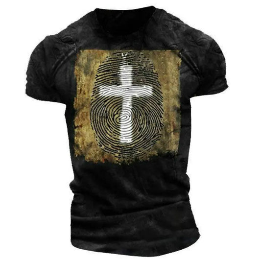 Summer Men's Classic Retro 3D Printed T-shirt Comfortable European and American Tough Guy Wind Speed Dry O-neck Loose Top Shirt