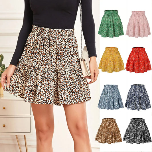 2025 Hot Sexy Ins Women's High Waist Fashion Printed Skirt Bohemian Style Small Floral A-line Female Mini Skirts Womens