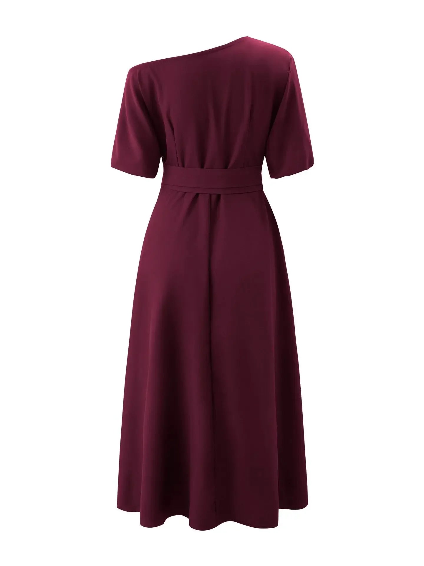 Women's S-2XL Size New Slanted Shoulder Collar Tie Waist Style Solid Color Dress Leopard print maxi dresses for women