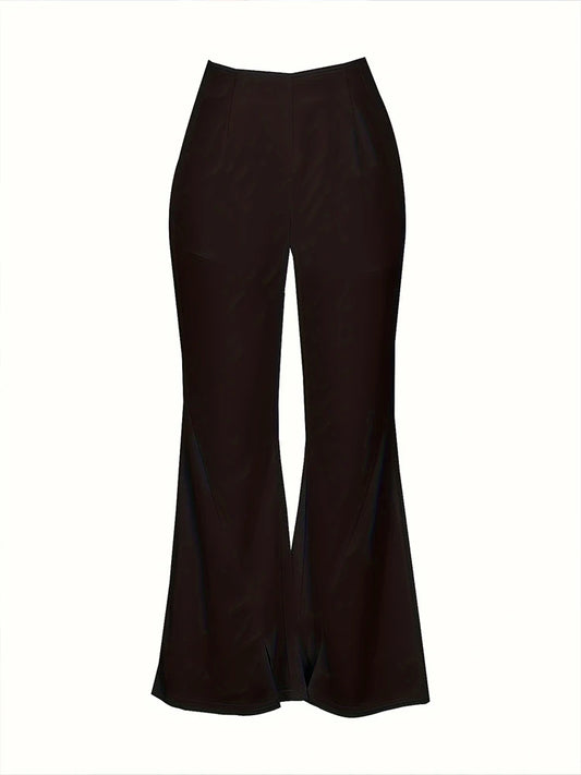 2024 Spring/Summer New Women's Plus Size Flip Flops Flared Pants Waisted Slit Pants 80's Party Yoga Pants