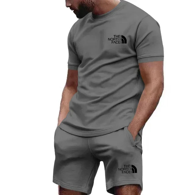 2025 Summer Sports Men's Jogging Casual T-shirt + Shorts 2-piece breathable and quick-drying set