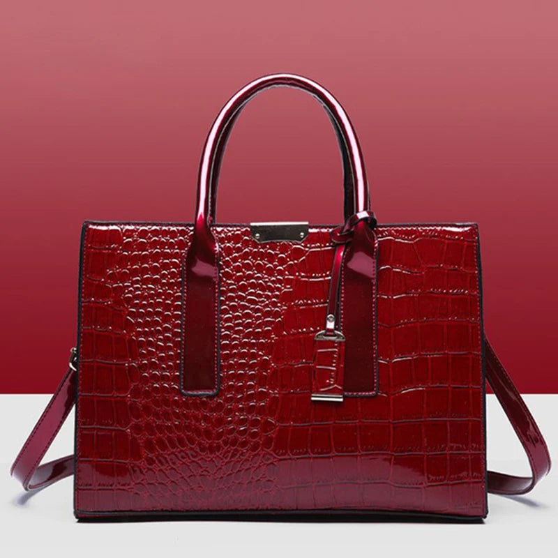 Luxury Crocodile Pattern Large Capacity Cross Shoulder PU Bag