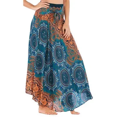 Casual Folk-Custom Printed Skirts Women Fashion Bohemian Long Skirt Streetwear Beachwear Woman Clothing Faldas Mujer Jupe Femme