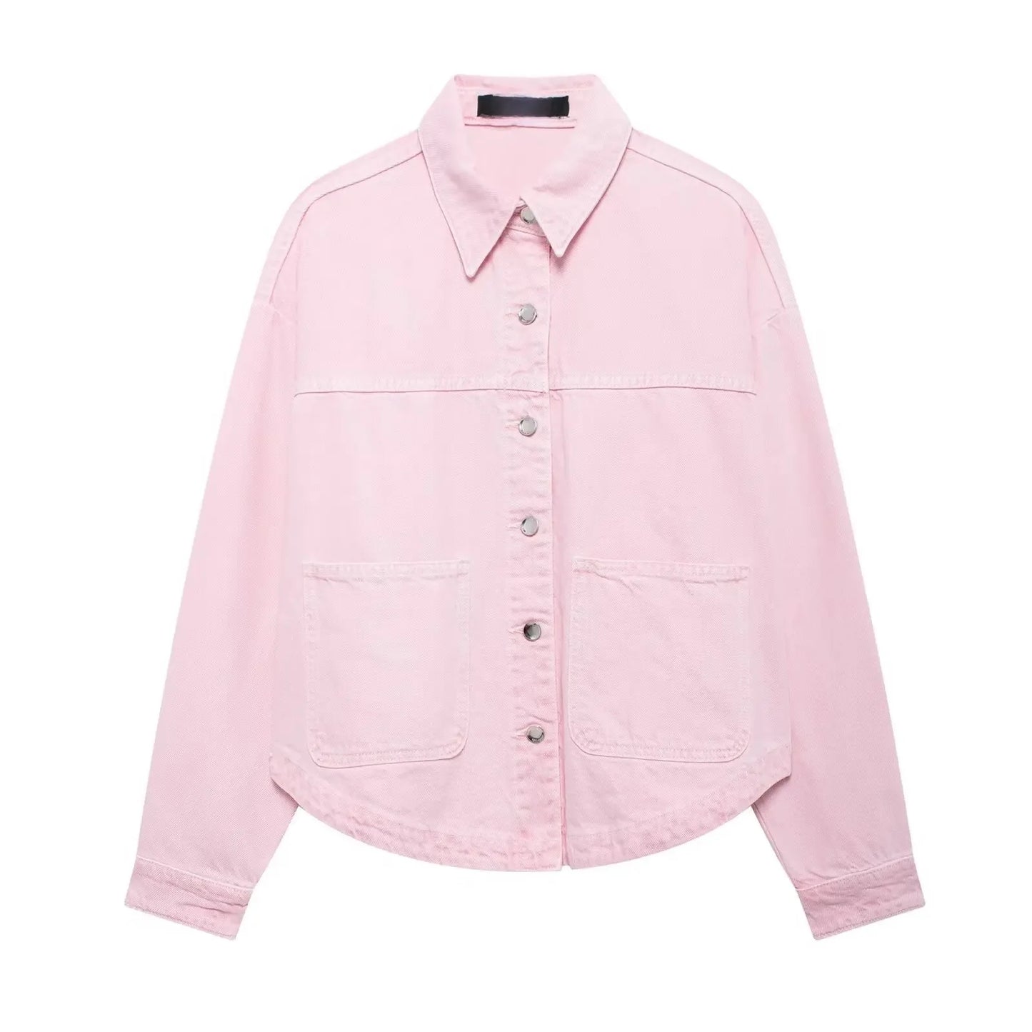 Women Denim Jacket Loose Patchwork Decorated Outerwear Casual Style