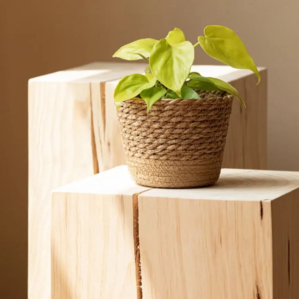 Straw Weaving Flower Plant Pot Wicker Basket Rattan Flowerpot Storage Basket Garden Flowerpot Handmade Woven Planter Basket Pots