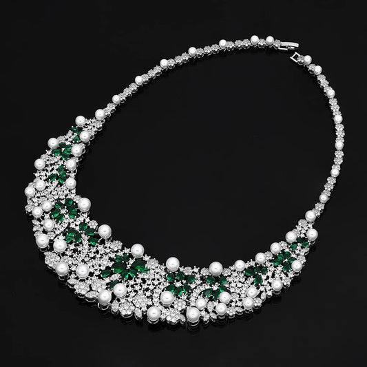 Luxury Pearl 4pcs Cubic Zircon Jewelry Set for Women