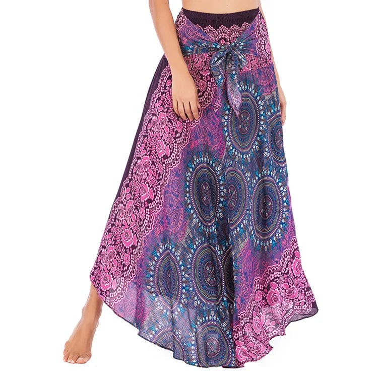 Casual Folk-Custom Printed Skirts Women Fashion Bohemian Long Skirt Streetwear Beachwear Woman Clothing Faldas Mujer Jupe Femme