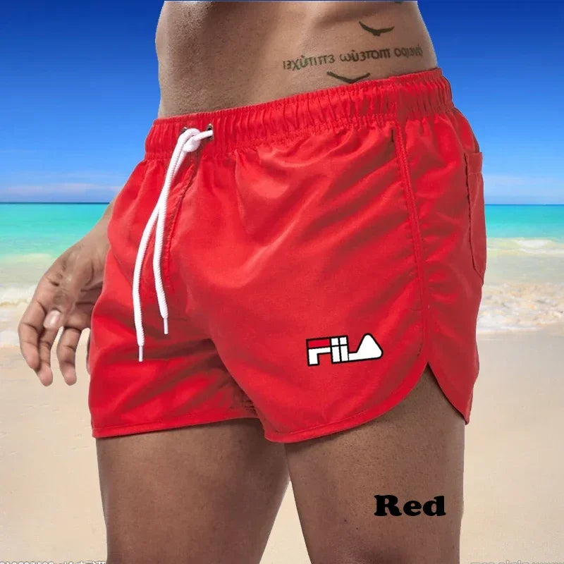 2025 Men's quick drying, breathable, multi-color printed beach shorts, three-way casual sports shorts