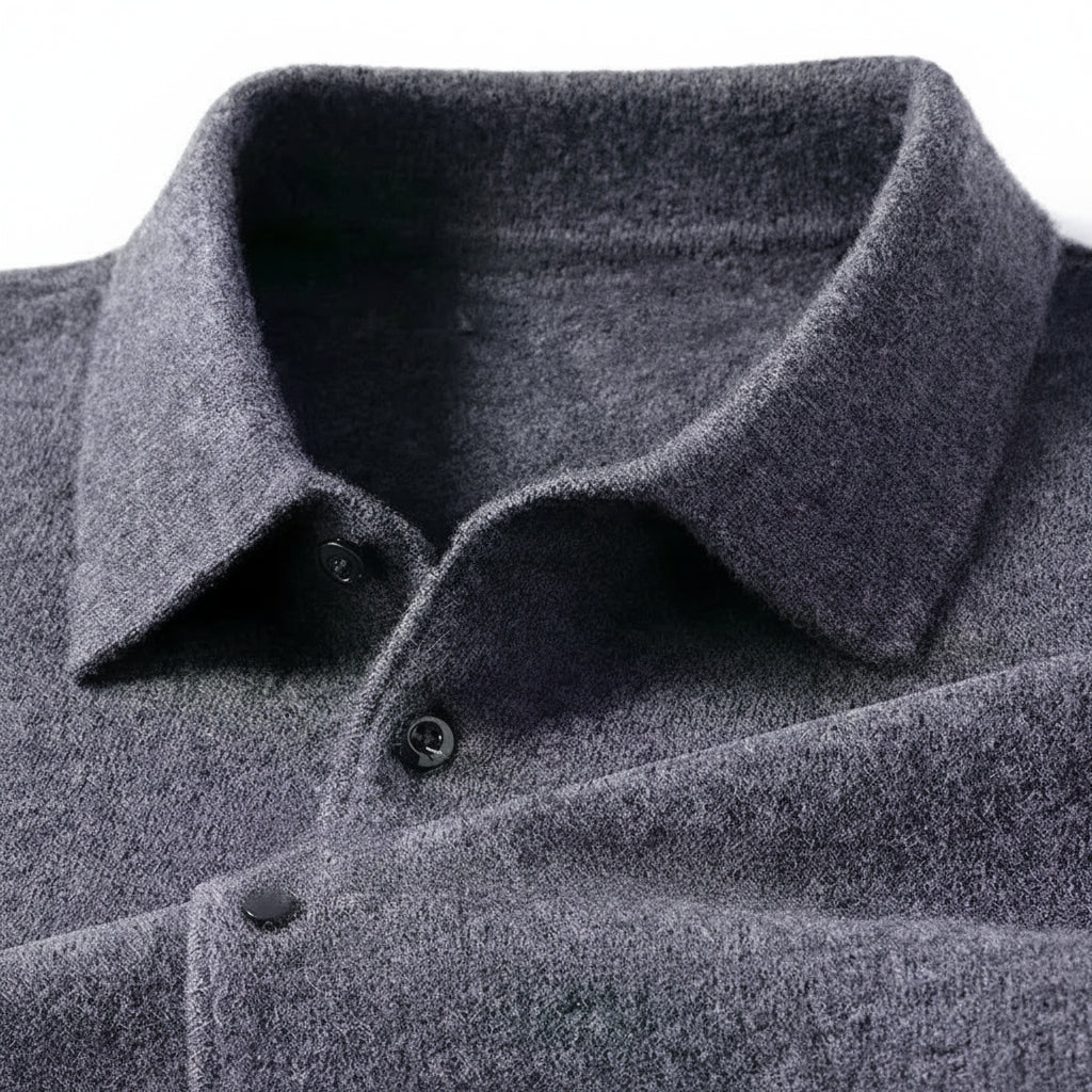 Male Polo Shirt Soft Lightweight Knitted Luxury Button Up Pullover