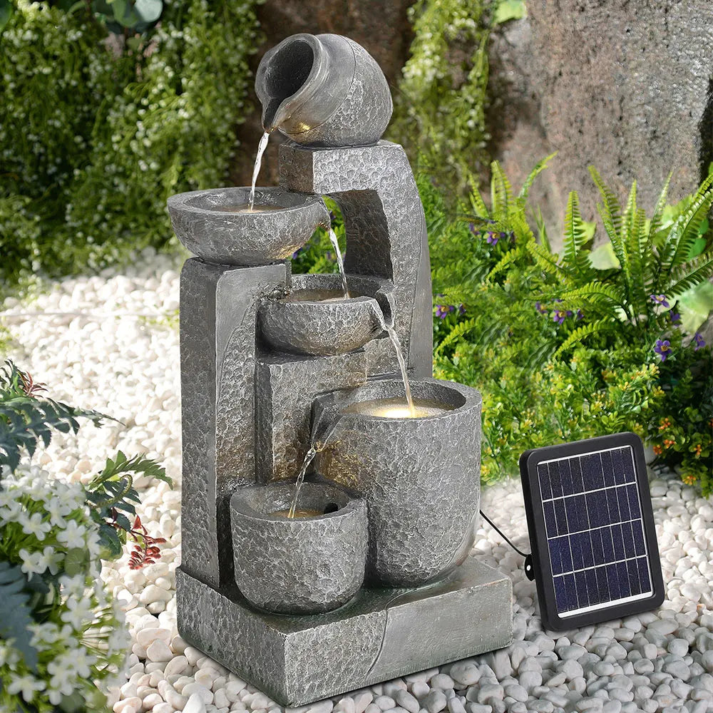 Cascade Solar-powered Water Fountain for Outdoors Gardens, Patios and Balconies