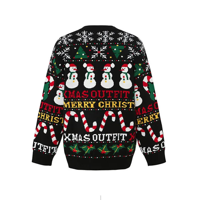 Plus Size Ugly Christmas Sweater | Cartoon Print Skin-Friendly Knitwear | Oversized Pullover for Women & Men