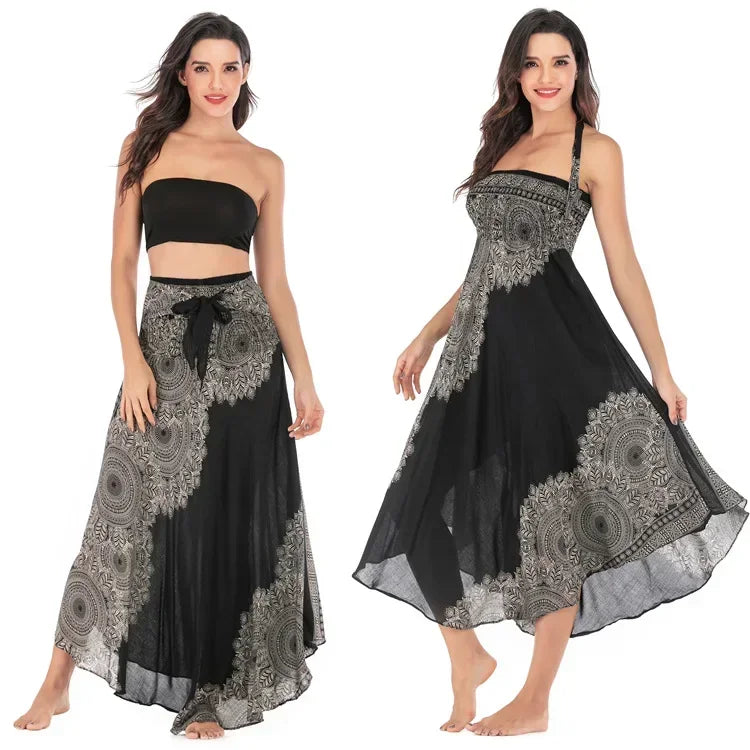 Casual Folk-Custom Printed Skirts Women Fashion Bohemian Long Skirt Streetwear Beachwear Woman Clothing Faldas Mujer Jupe Femme