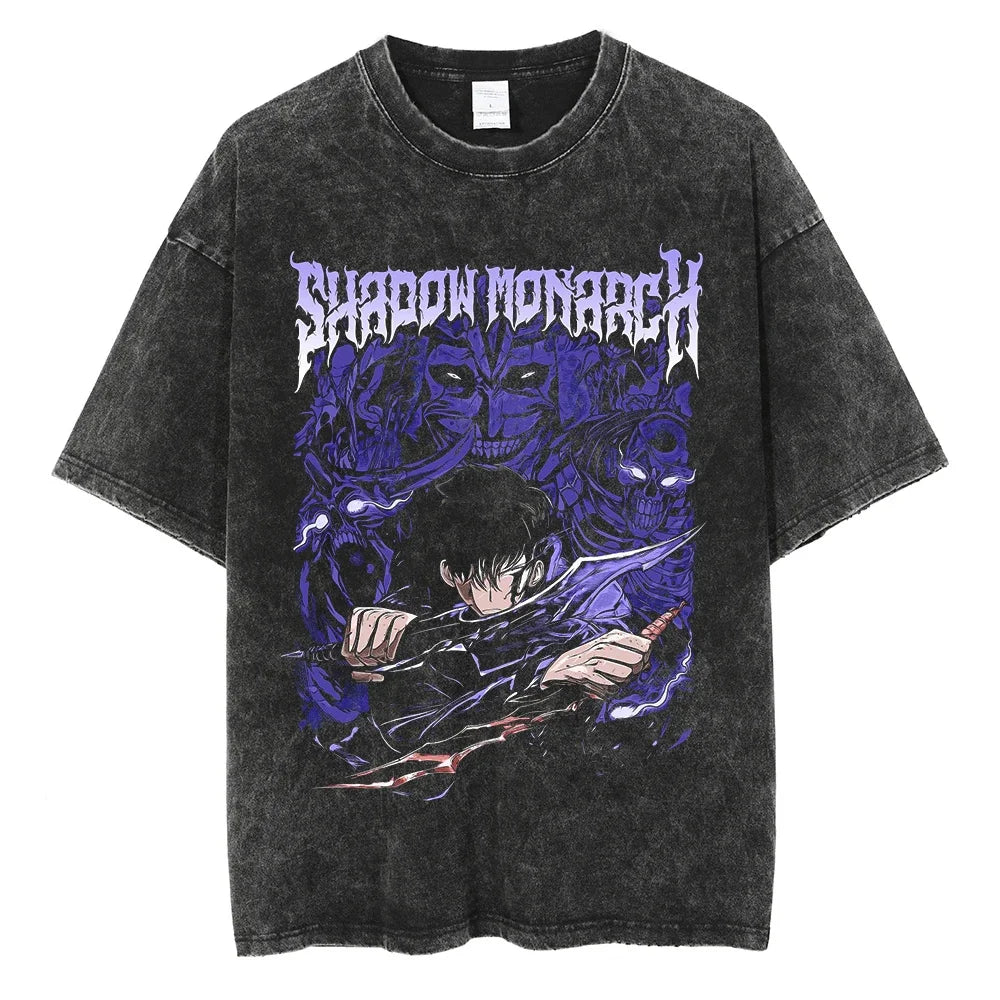 Solo Leveling Pure Cotton T-shirts Manga Streetwear Summer Men Top Harajuku Y2k Male Clothing